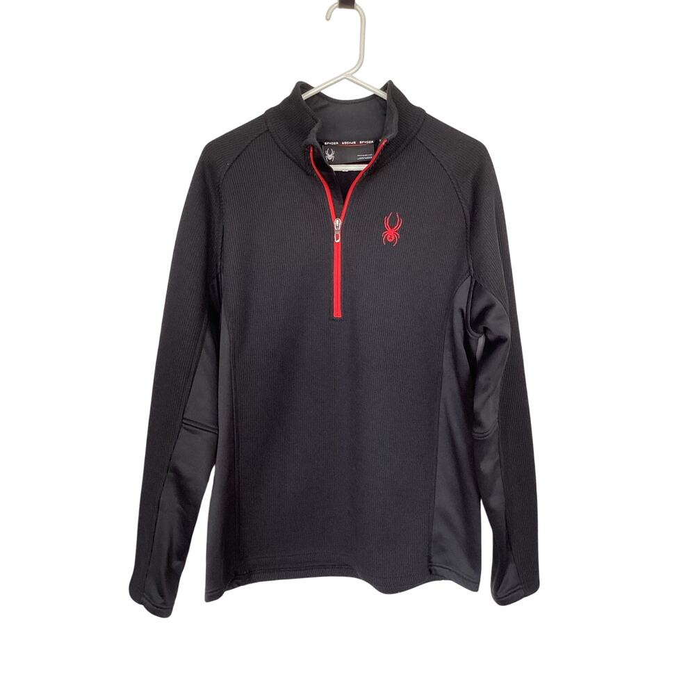 Spyder Men Embroidered Logo Outbound Pullover Half Zip Sweatshirt Black SZ Large